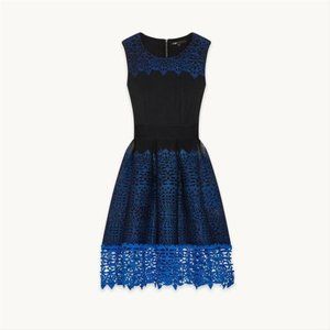 Maje Blue Black En Maille Cocktail Dress